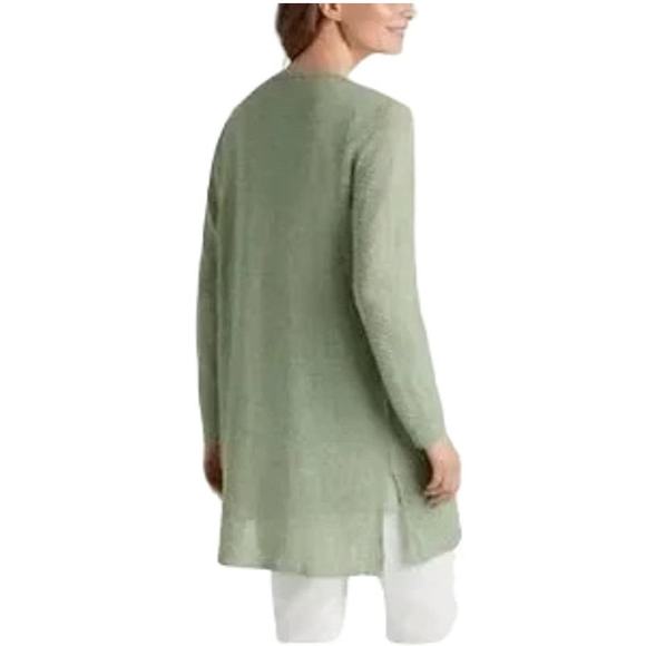 EILEEN FISHER Hemp Blend Textured Knit Long Open Cardigan in Sage Green SZ XS - Picture 10 of 10